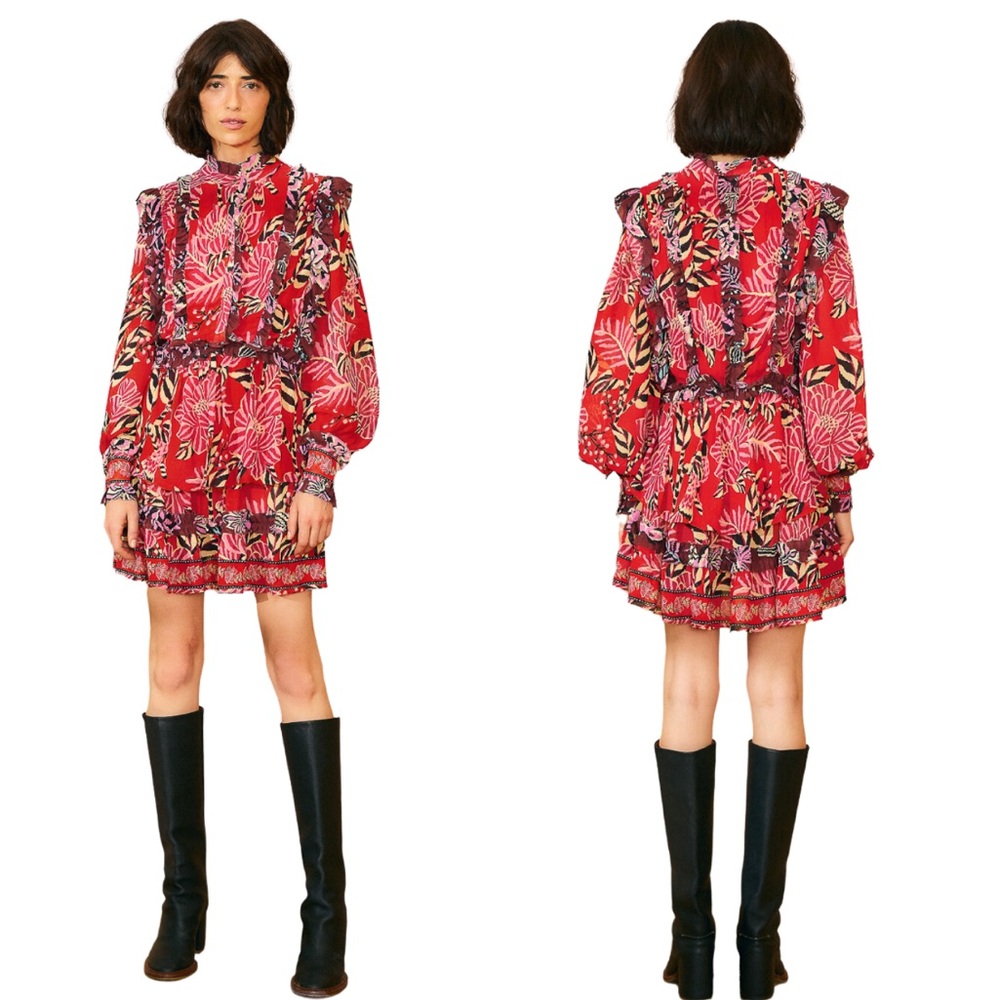 Farm Rio | Mixed Floral Ruffled Mini Dress - Picture 2 of 6